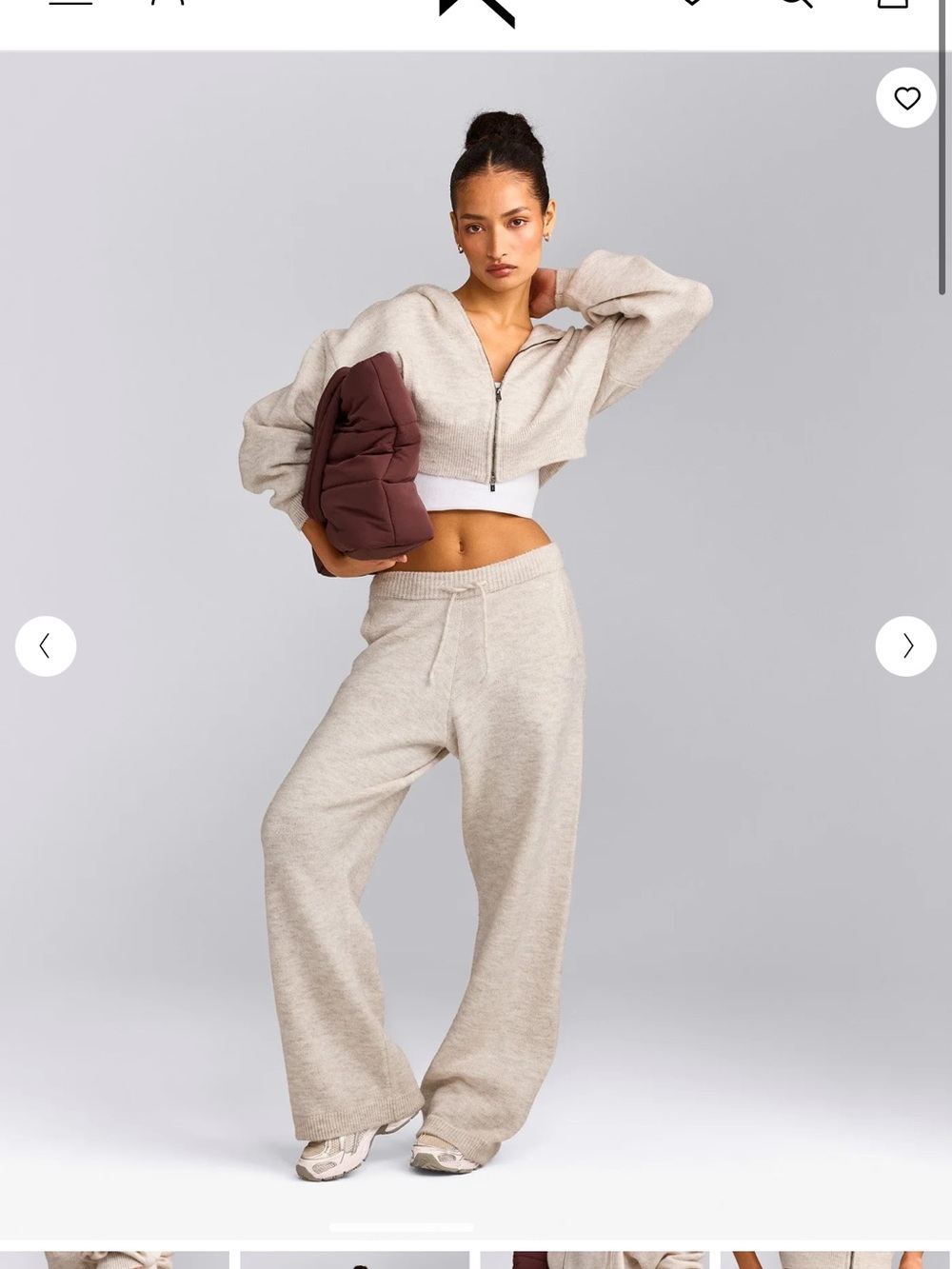 Oner Active Wide-Leg Knit Lounge Pants in Oatmeal - XL Long